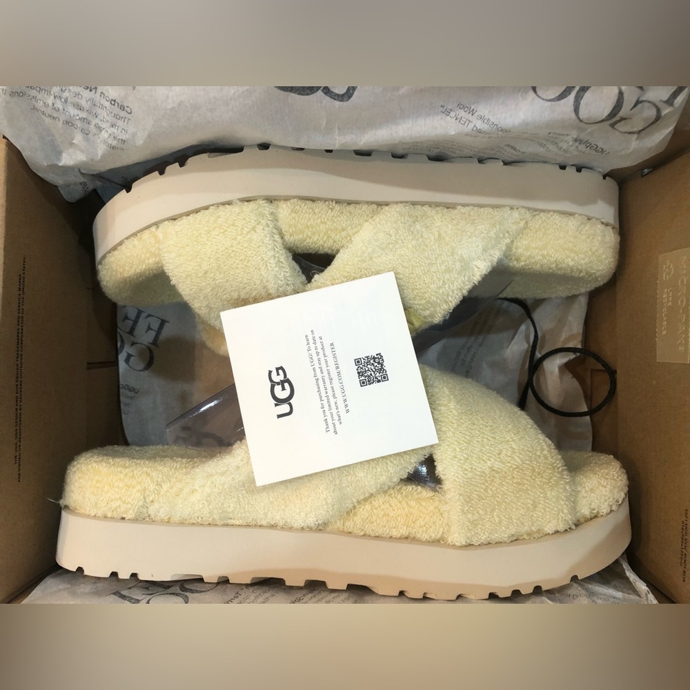 Nwt Ugg Fuzz Sugar Cross Slide Size 10 - image 7